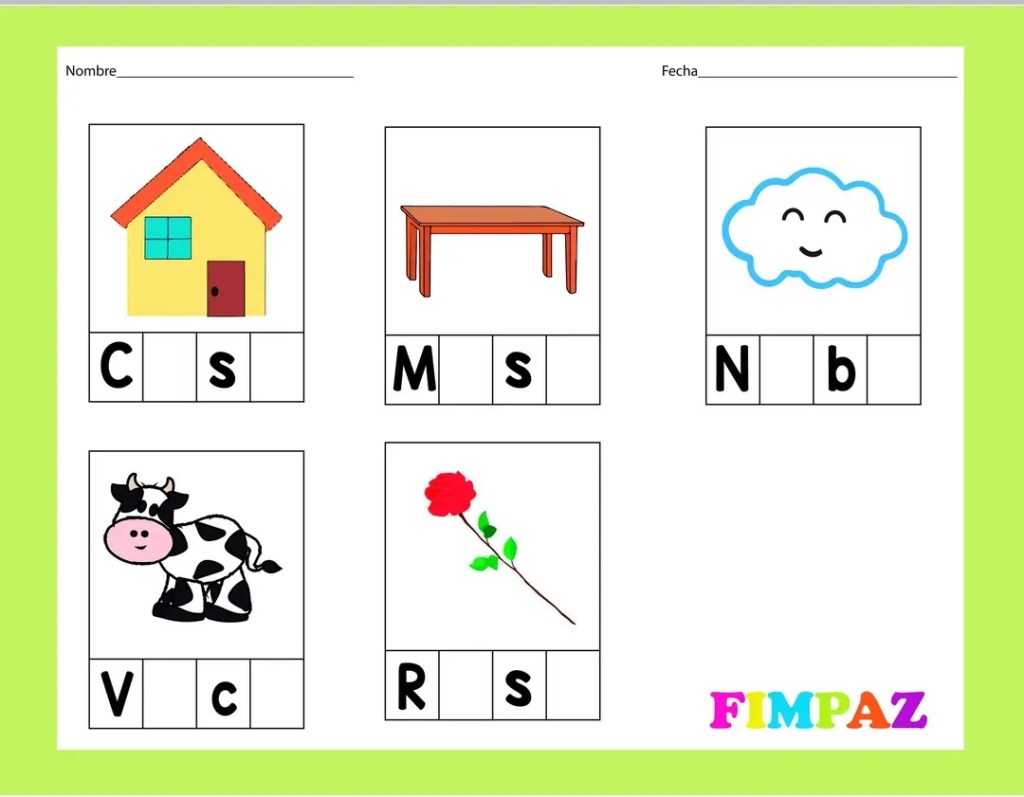Cuadernillo para complementar con las vocales correspondientes.