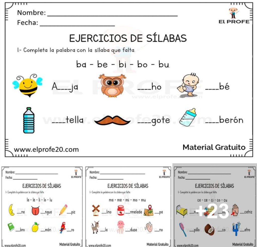 Completa la sílaba que falta.