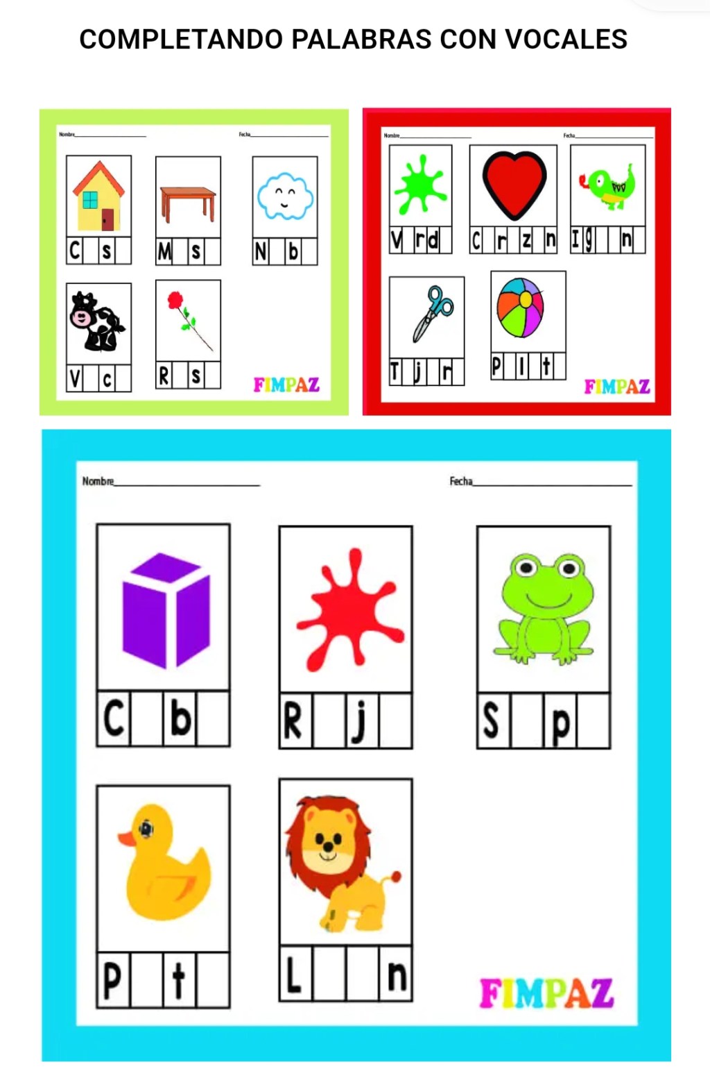 Cuadernillo. Completa las palabras con las vocales que&nbsp;faltan.