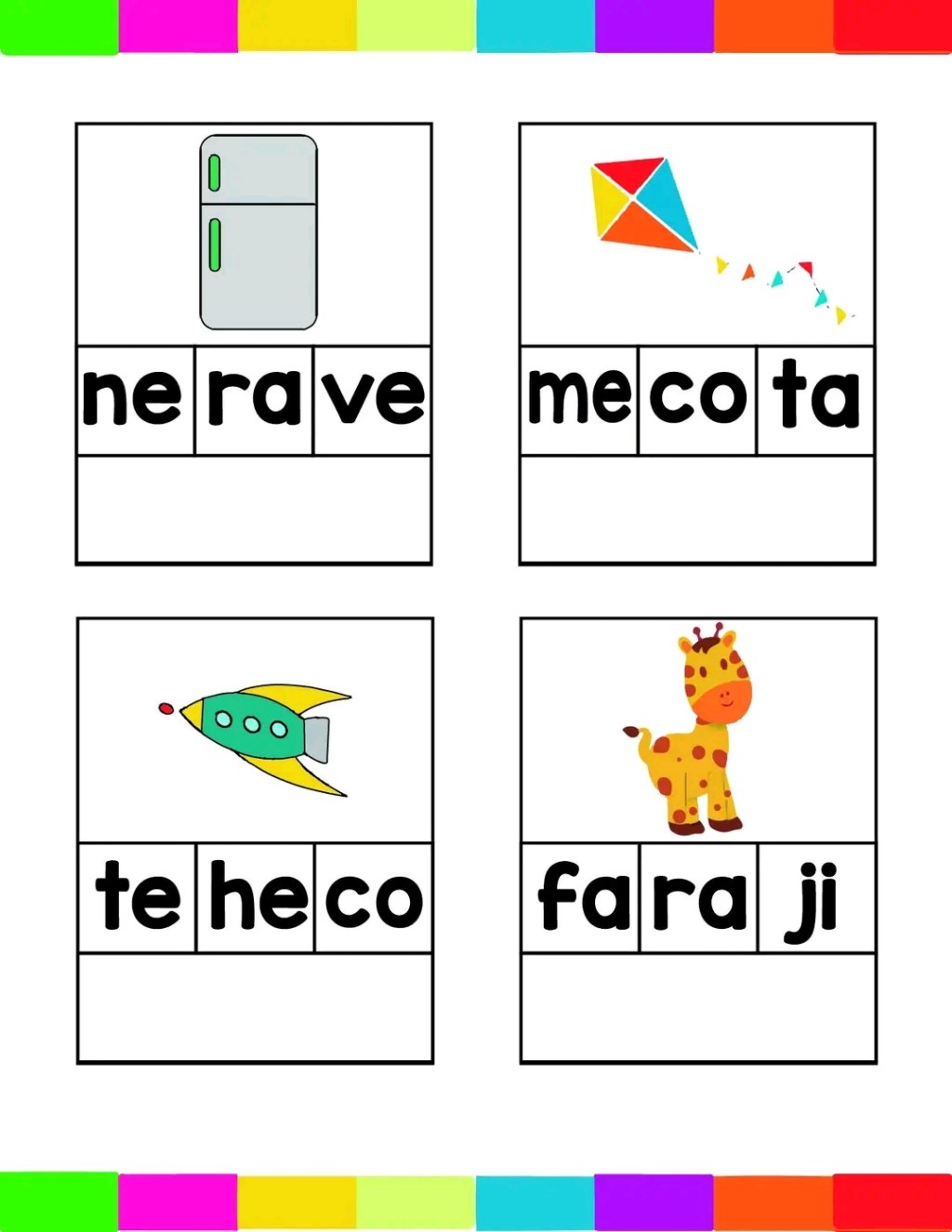 Ordenar las sílabas.