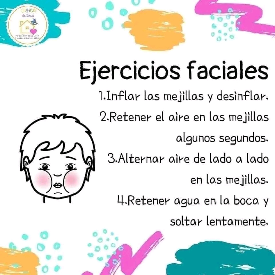 Ejercicios faciales para estimular el&nbsp;lenguaje.🧒👧